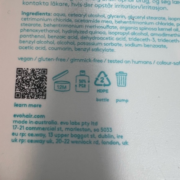 evo The Therapist Hydrating Conditioner - Hydrates, Strengthen and Softens - Picture 5 of 5